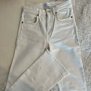 Zara White Straight-Leg Jeans